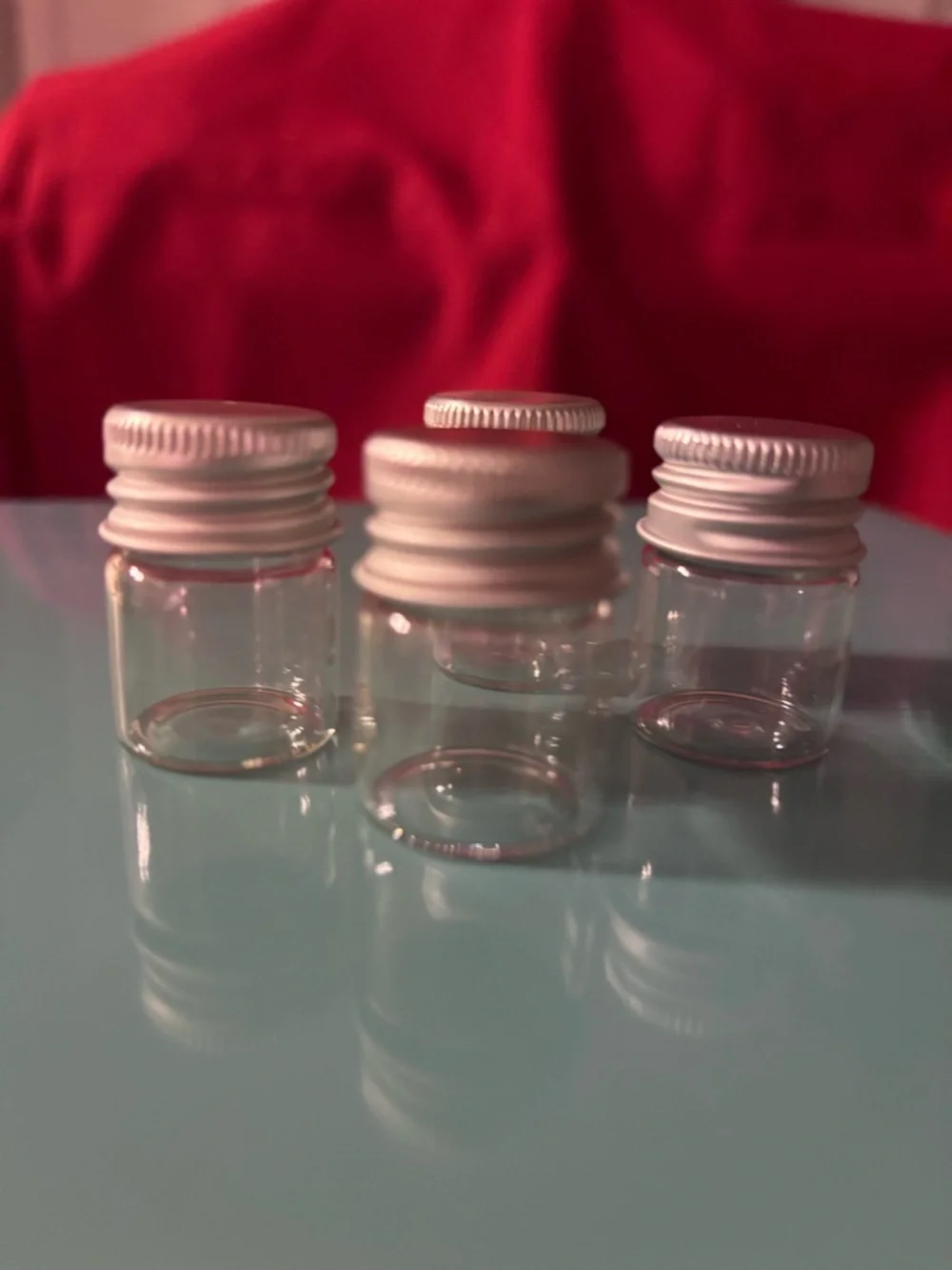 Set of 3 Mini Glass Containers with Cork & Screw on Lids. 2 NWT